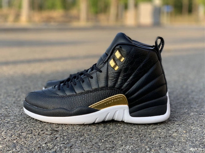 Rep Onekick 12 Black AO6068-007 'Reptile' Retro Jordan Metallic Air Gold-White 0821